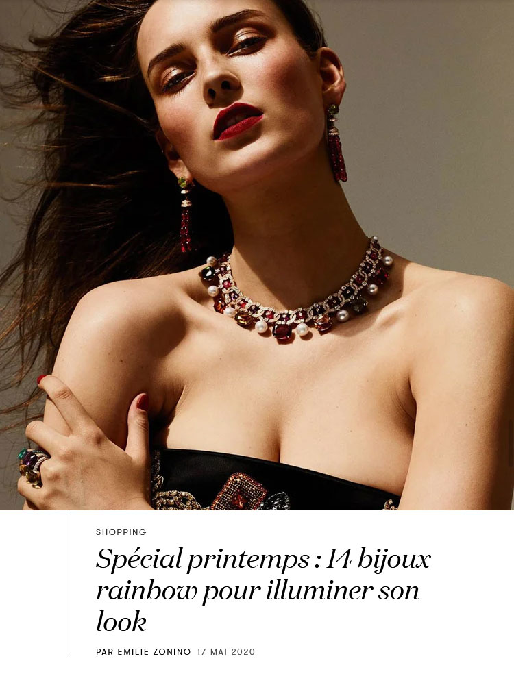 Cover of the article "Spring special: 14 rainbow jewels to brighten up your look" on Vogue.fr