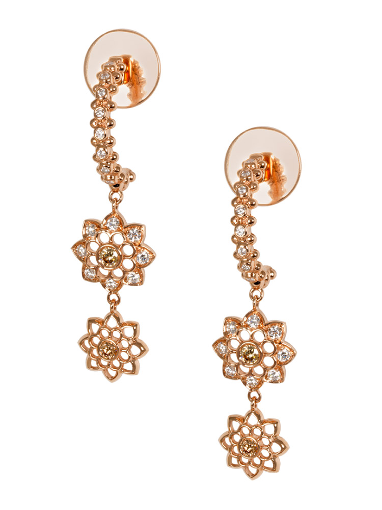 India earrings in pink gold