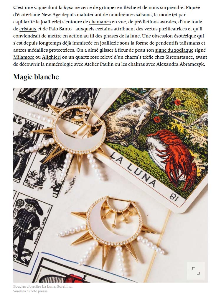 When jewelry is passionate about tarot: a publication by Anne-Sophie Mallard on the Madame Figaro website