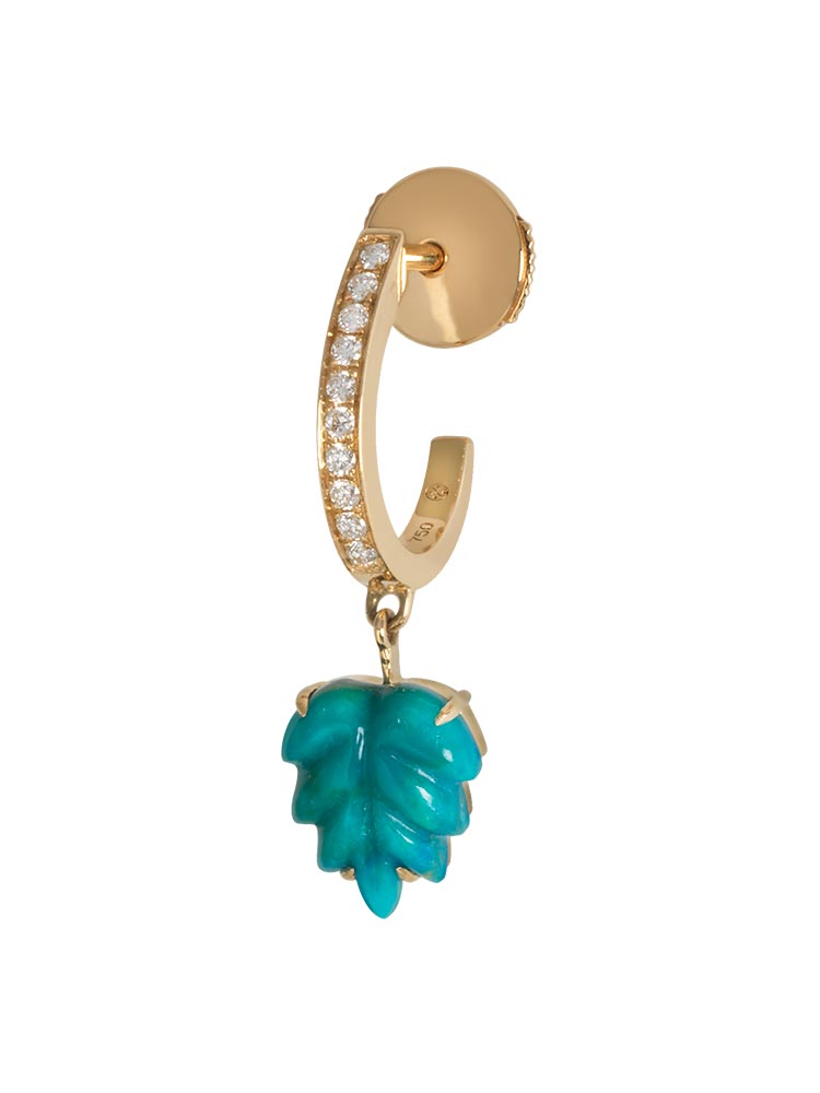 Yellow Gold Hope Earring with Blue Opal and Diamonds