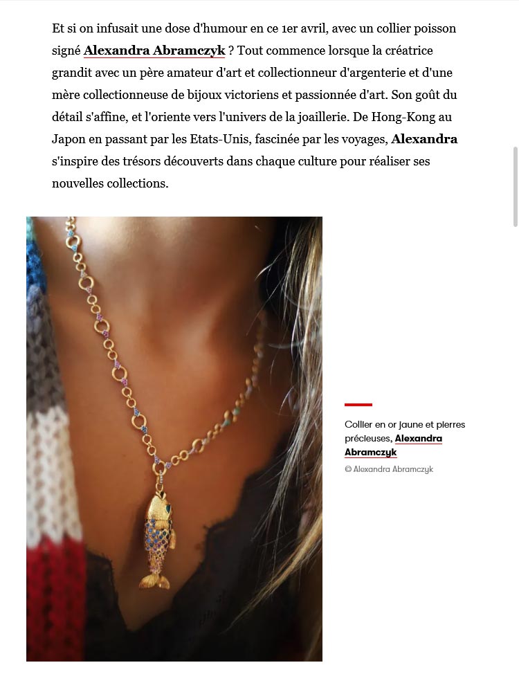 Parution "Poisson d'avril : ce bijou précieux contre le mauvais oeil est le plus cool du moment" sur Vogue.fr