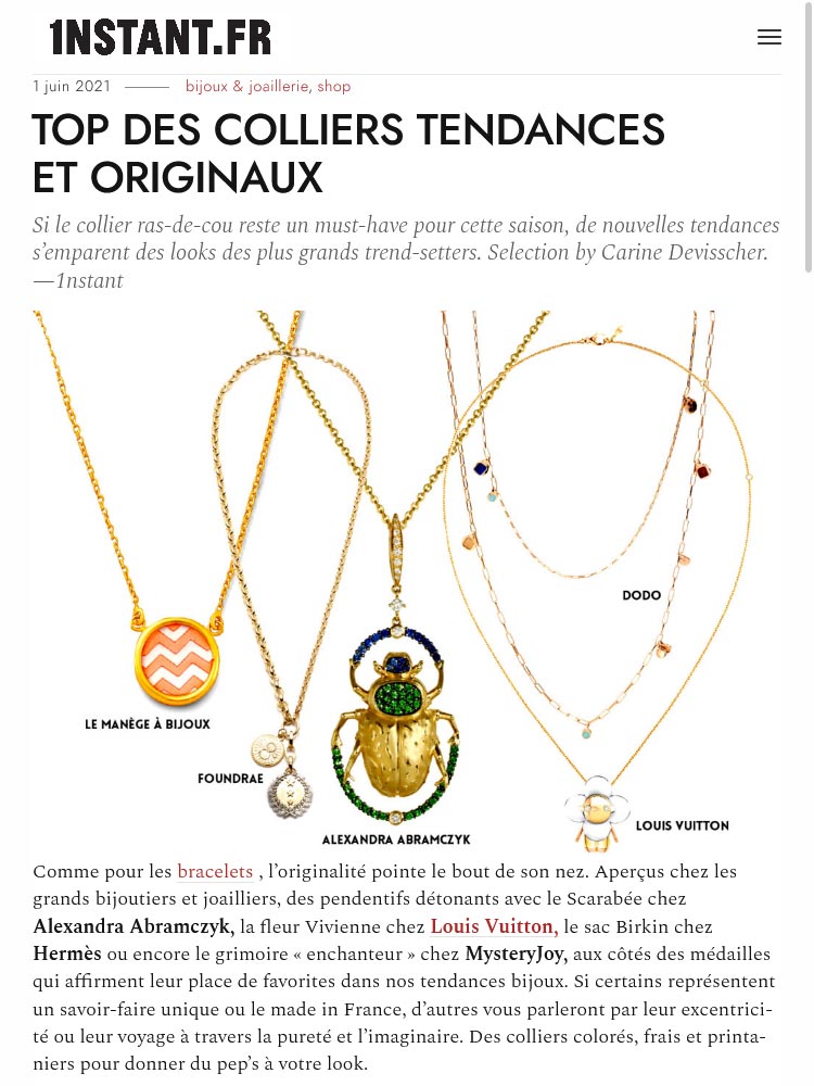 Cover of the publication "Top trendy and original necklaces" on 1nstant.fr