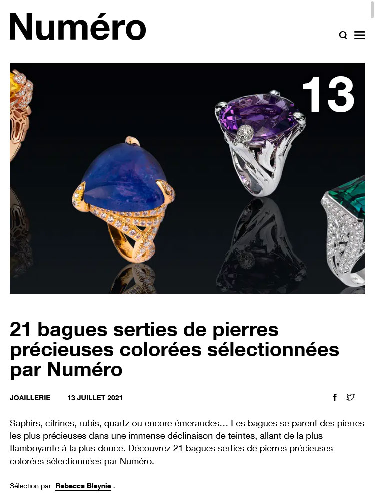 Cover of the publication "21 rings set with colored gemstones"