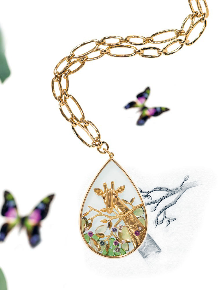 Secret Glass "Giraffe" necklace by Alexandra Abramczyk