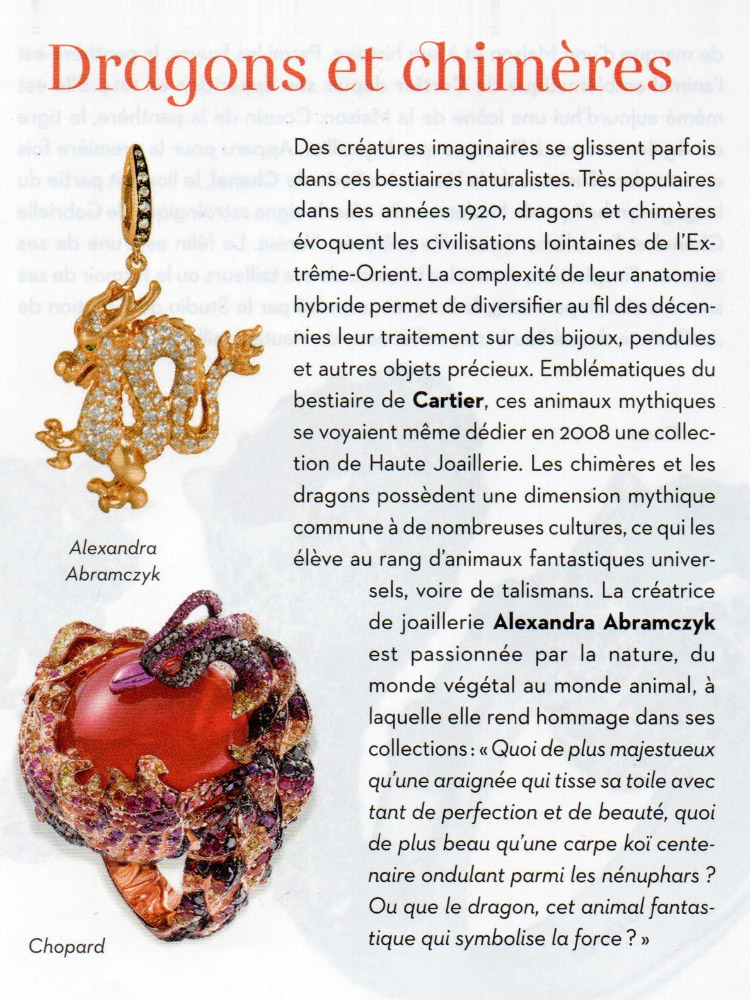 Trend page of Dreams magazine no. 86 : Zodiac Dragon Charm in pink gold, Alexandra Abramczyk