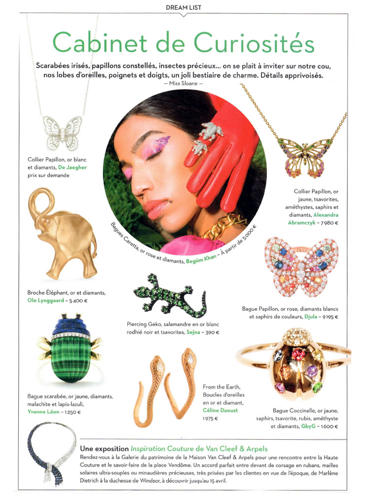 Page Dream List du magazine Dreams : Collier Papillon d'Alexandra Abramczyk
