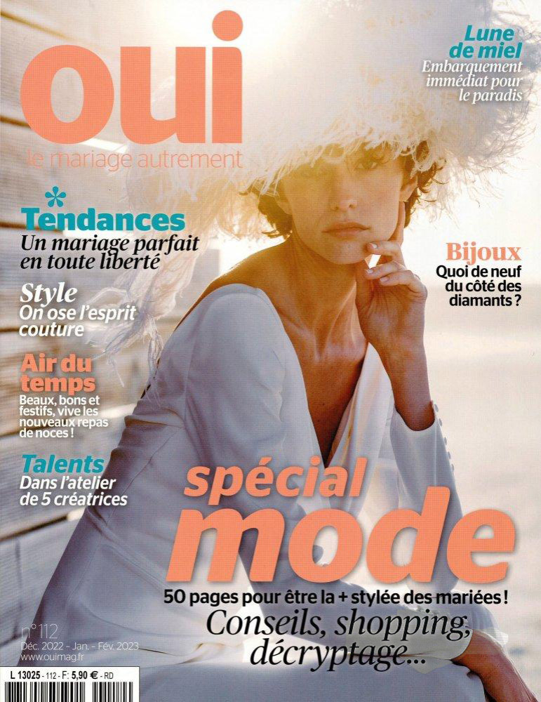 Couverture du magazine spécial mode "Oui Mag, le mariage autrement" n°112 (Déc. 2022, Janv. Fév. 2023)